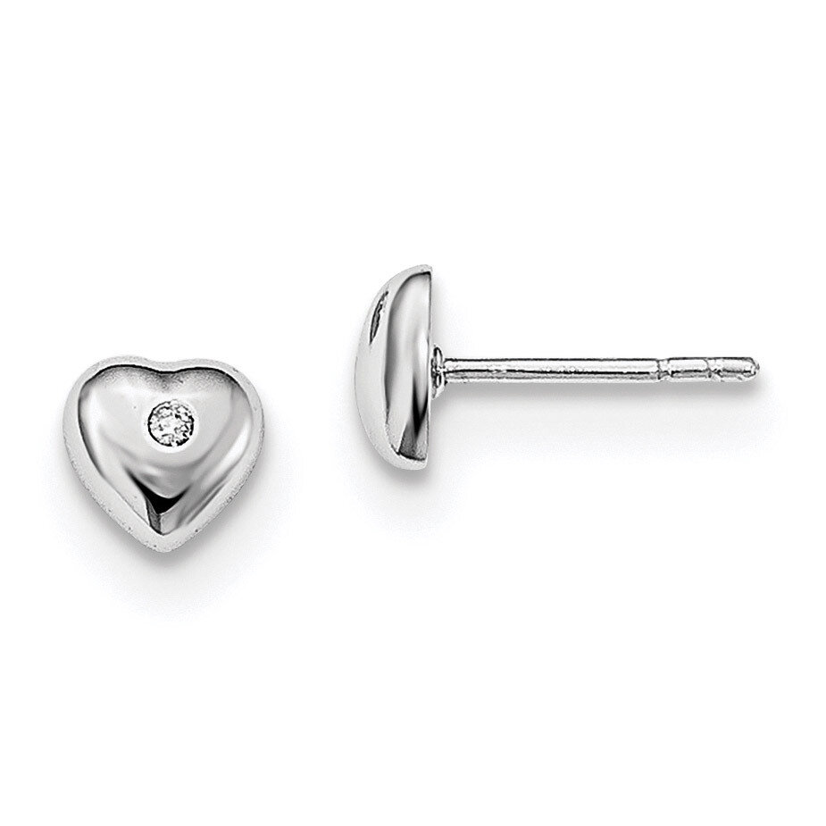 Heart Post Earrings Diamond Sterling Silver QW428, MPN: QW428, 883957834719