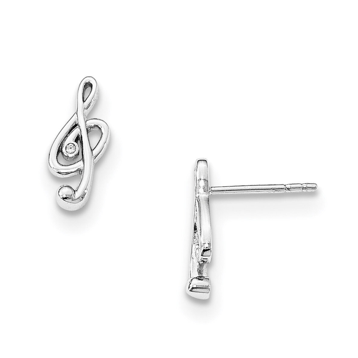 Musical Post Earrings Diamond Sterling Silver QW429
