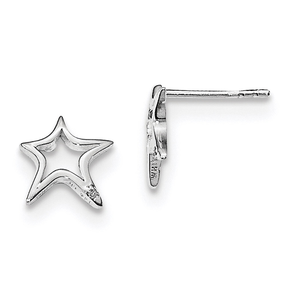 Star Post Earrings Diamond Sterling Silver QW430