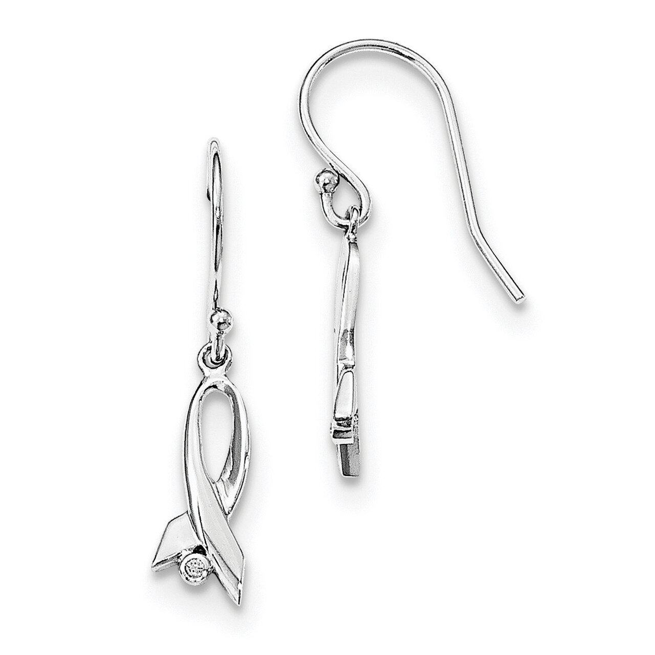 Ribbon Dangle Earrings Diamond Sterling Silver QW431, MPN: QW431, 886774036052