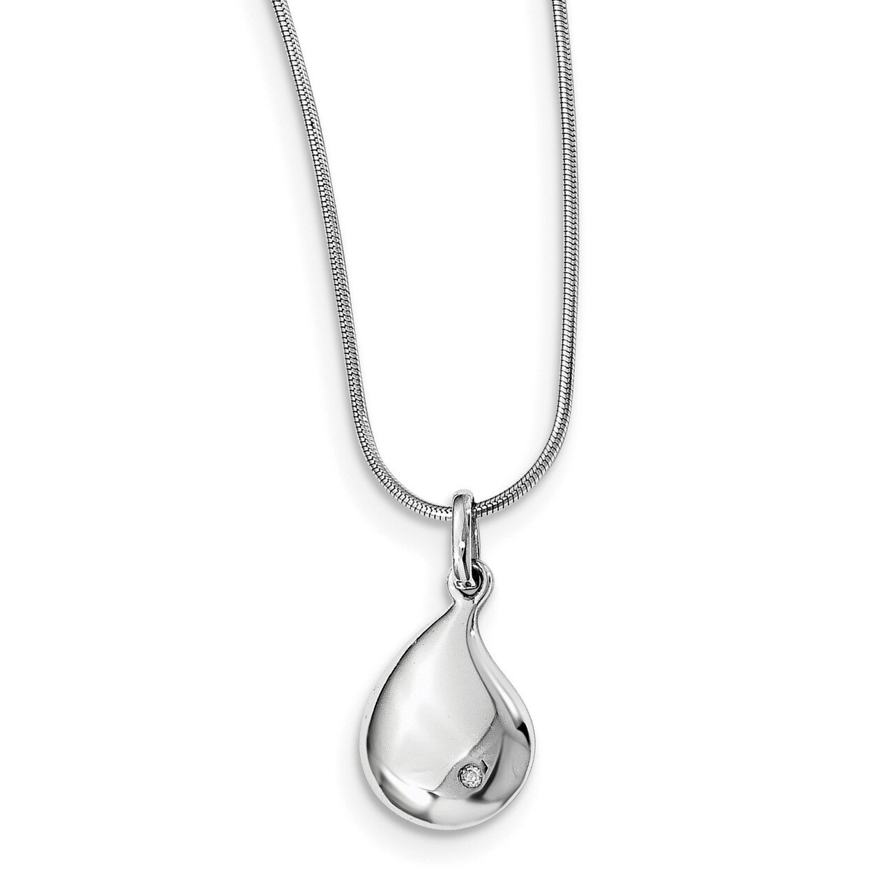 Teardrop Necklace Diamond Sterling Silver QW433-18, MPN: QW433-18, 883957955032