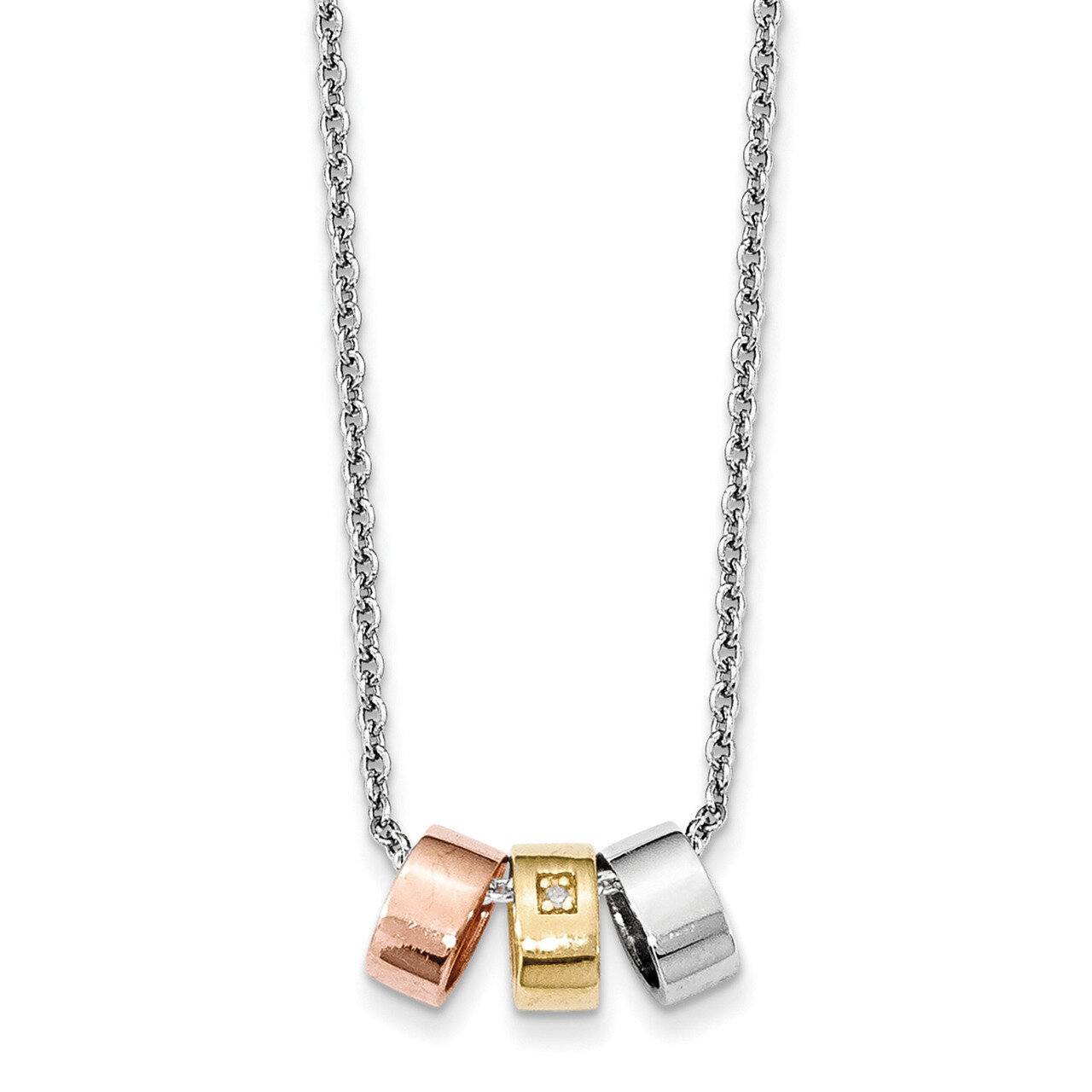 Rose &amp; Gold-Tone Diamond Necklace Sterling Silver QW434-18, MPN: QW434-18, 886774080994