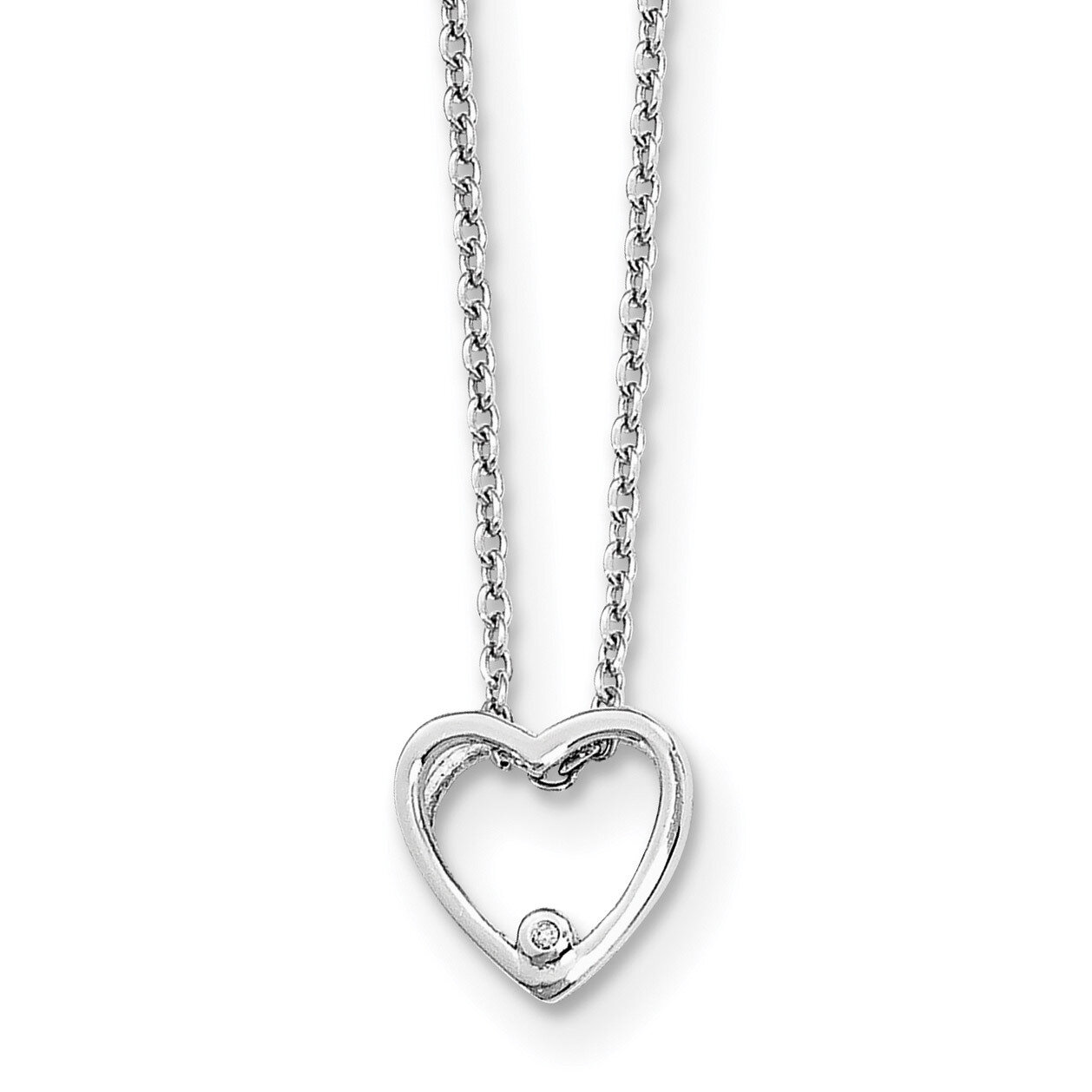 Heart Necklace Diamond Sterling Silver QW435-18, MPN: QW435-18, 886774121963