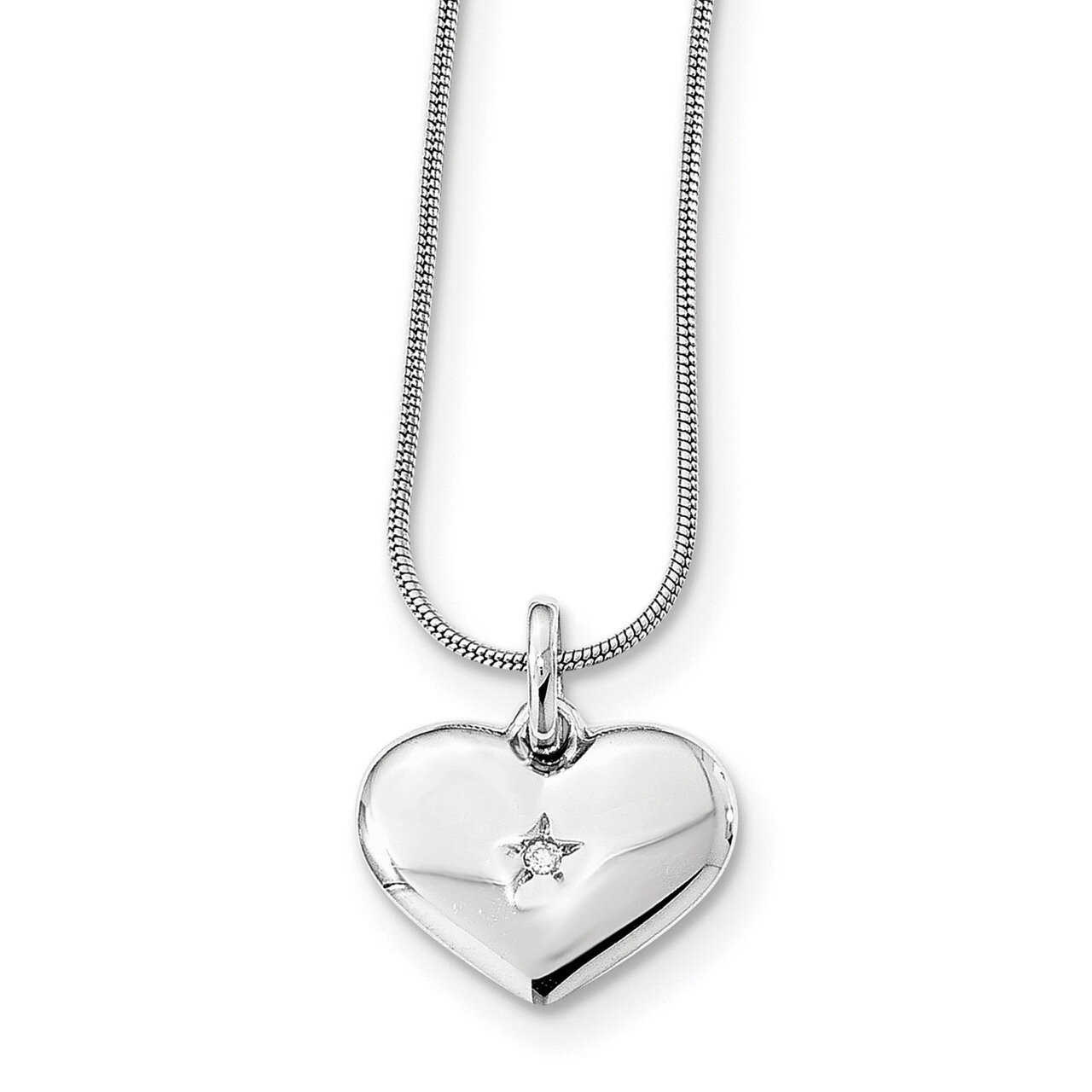 Heart Necklace Diamond Sterling Silver QW436-18, MPN: QW436-18, 886774098937