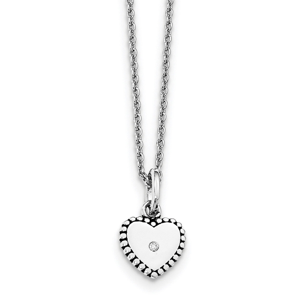 Heart Necklace Diamond Sterling Silver QW437-18