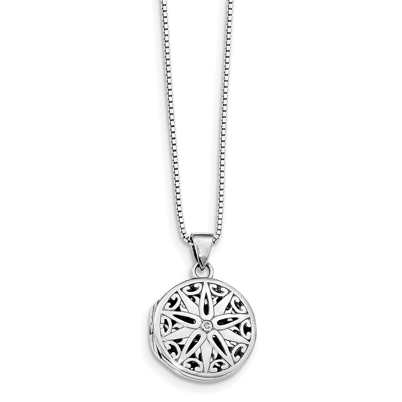 Star Locket Necklace Diamond Sterling Silver QW440-18