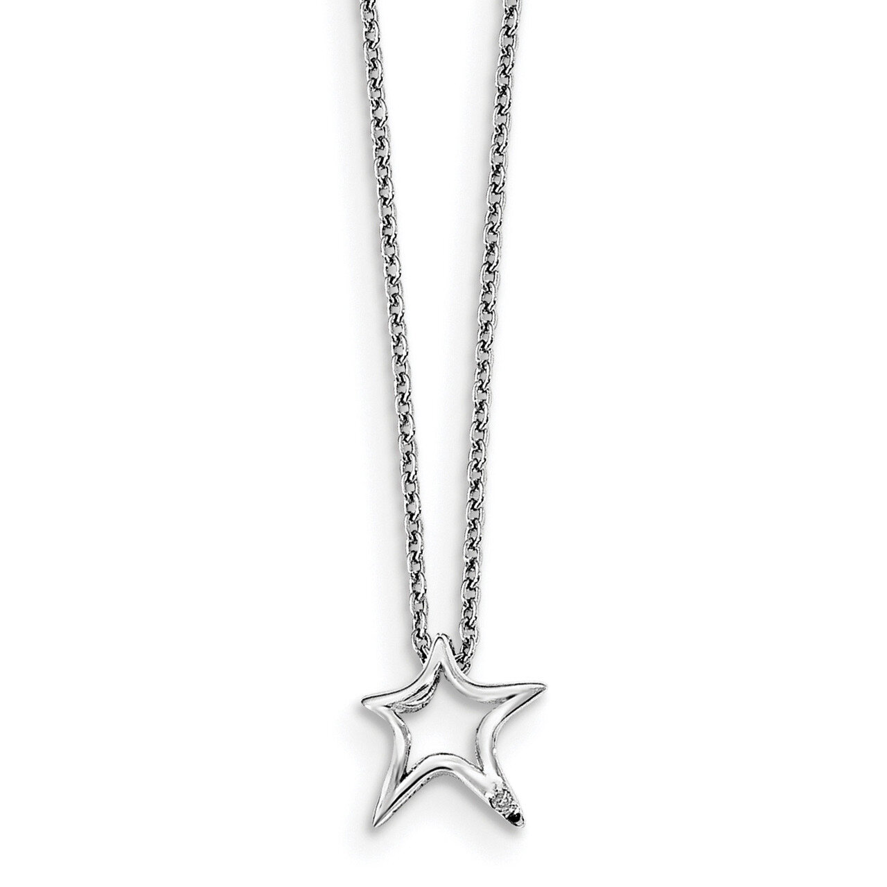 Star Necklace Diamond Sterling Silver QW443-18