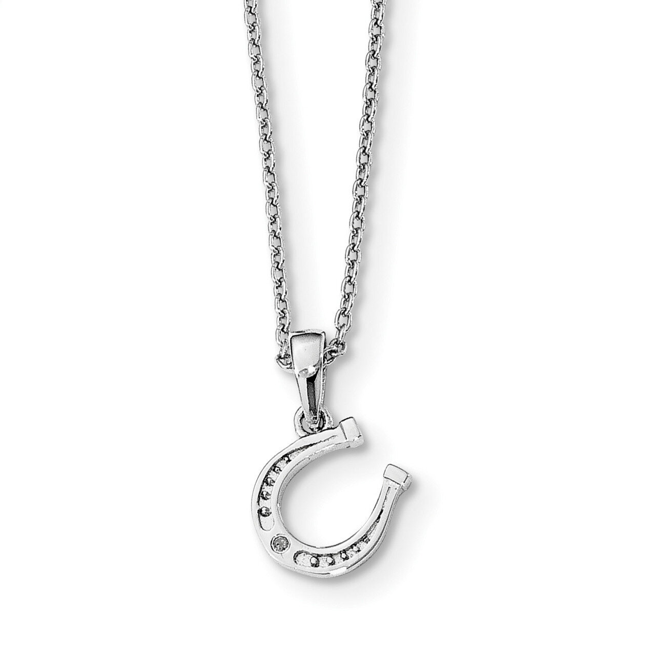 Horseshoe Necklace Diamond Sterling Silver QW444-18