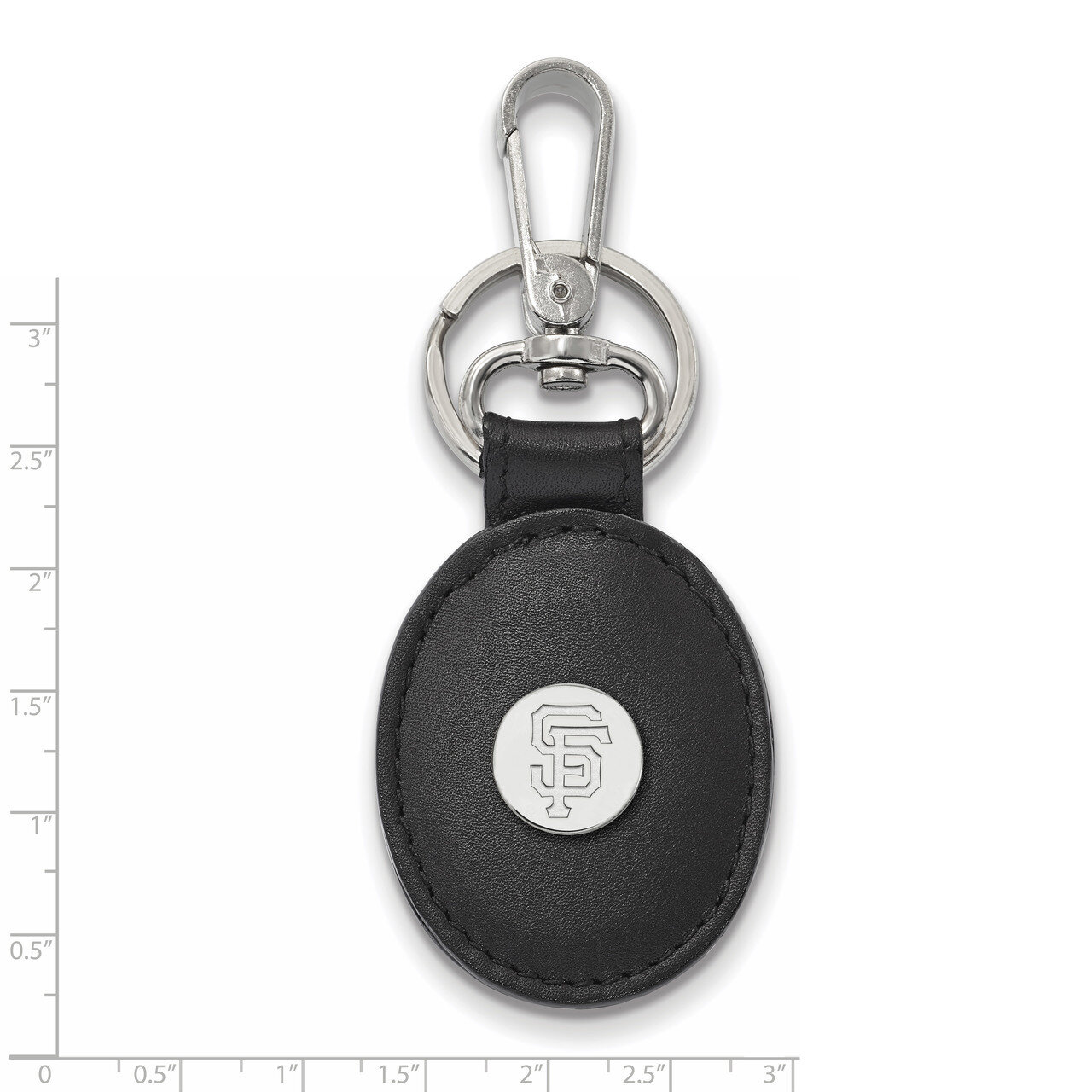 MLB San Francisco Giants Black Leather Oval Key Cha - Sterling Silver SS012GIT-K1