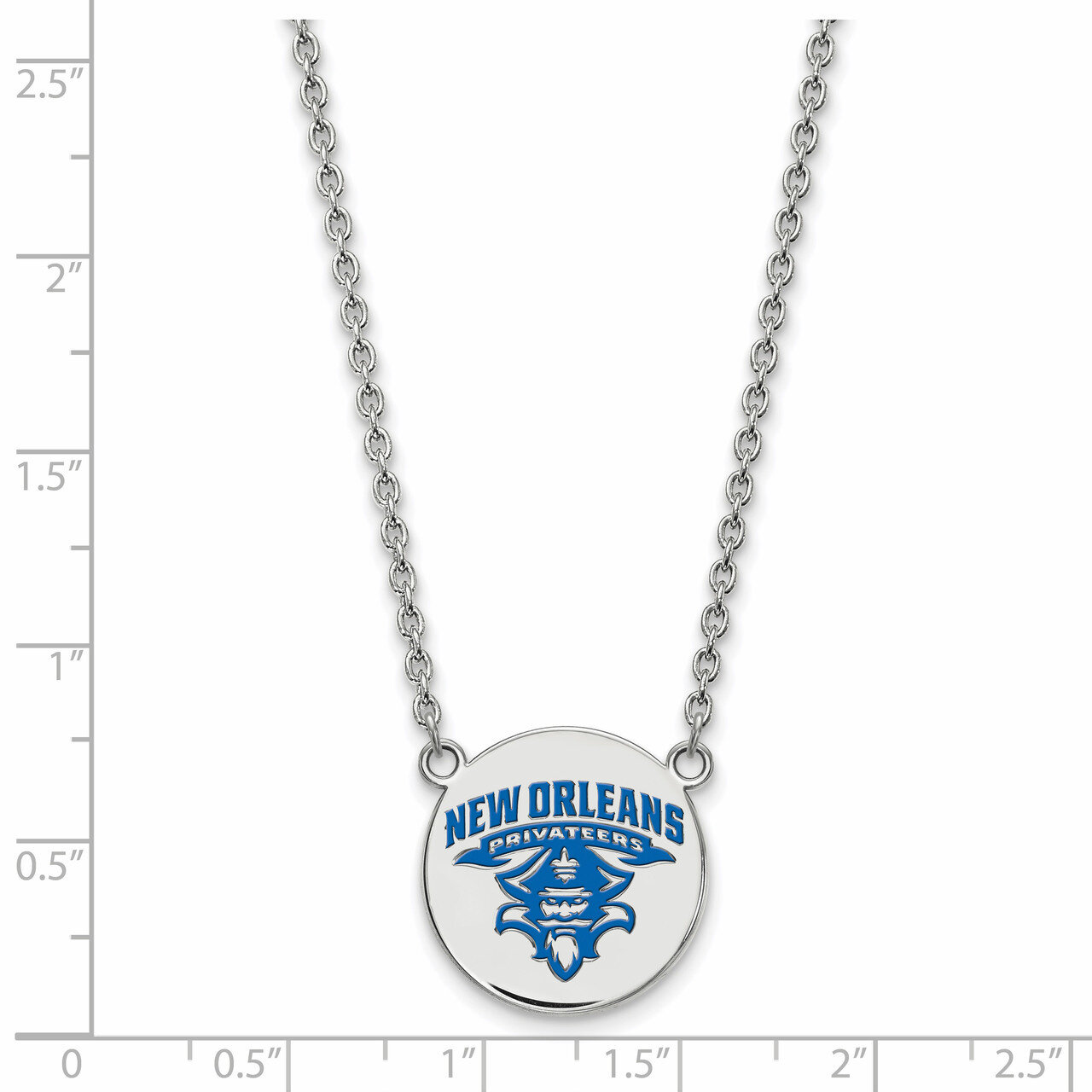 University of New Orleans Large Enamel Disc Necklac - Sterling Silver SS025UNO-18