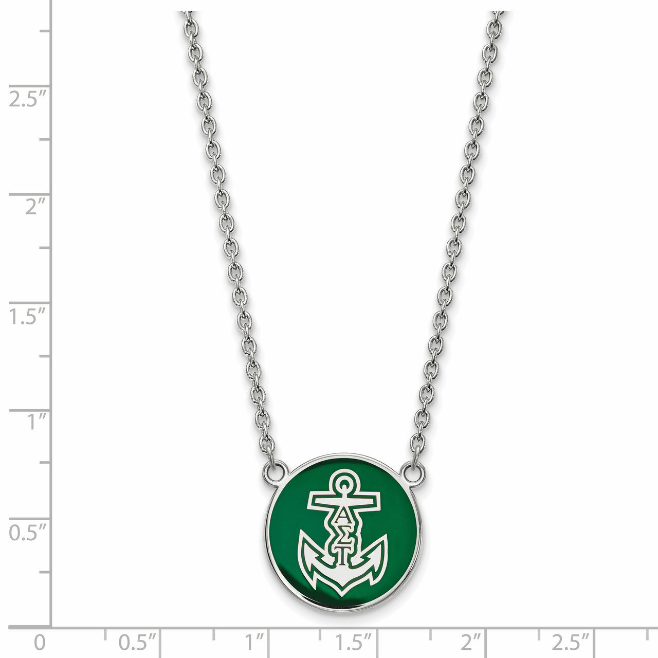 Alpha Sigma Tau Large Enl Pend with Necklace - Sterling Silver SS043ALS-18