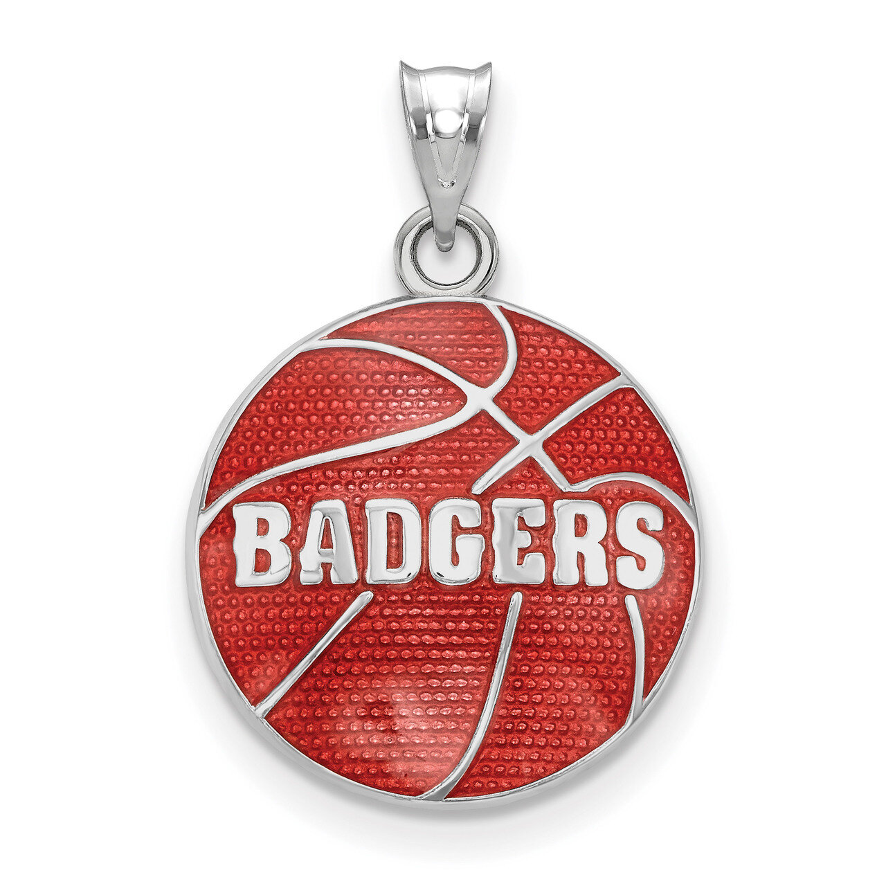 Univ. of Wisconsin Badgers Enameled Basketball Pendant - Sterling Silver SS509UWI