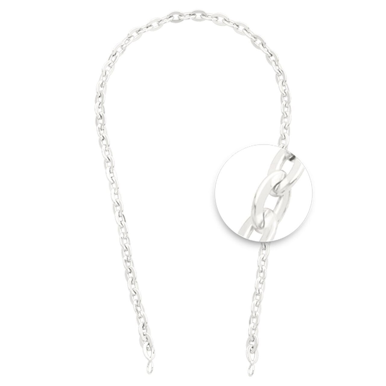 Nikki Lissoni Anchor Rolled Flat Cable Chain 6 x 8mm Silver-plated with A Silver-plated O-Ring Closure 40cm Length SN1026S40A1000S