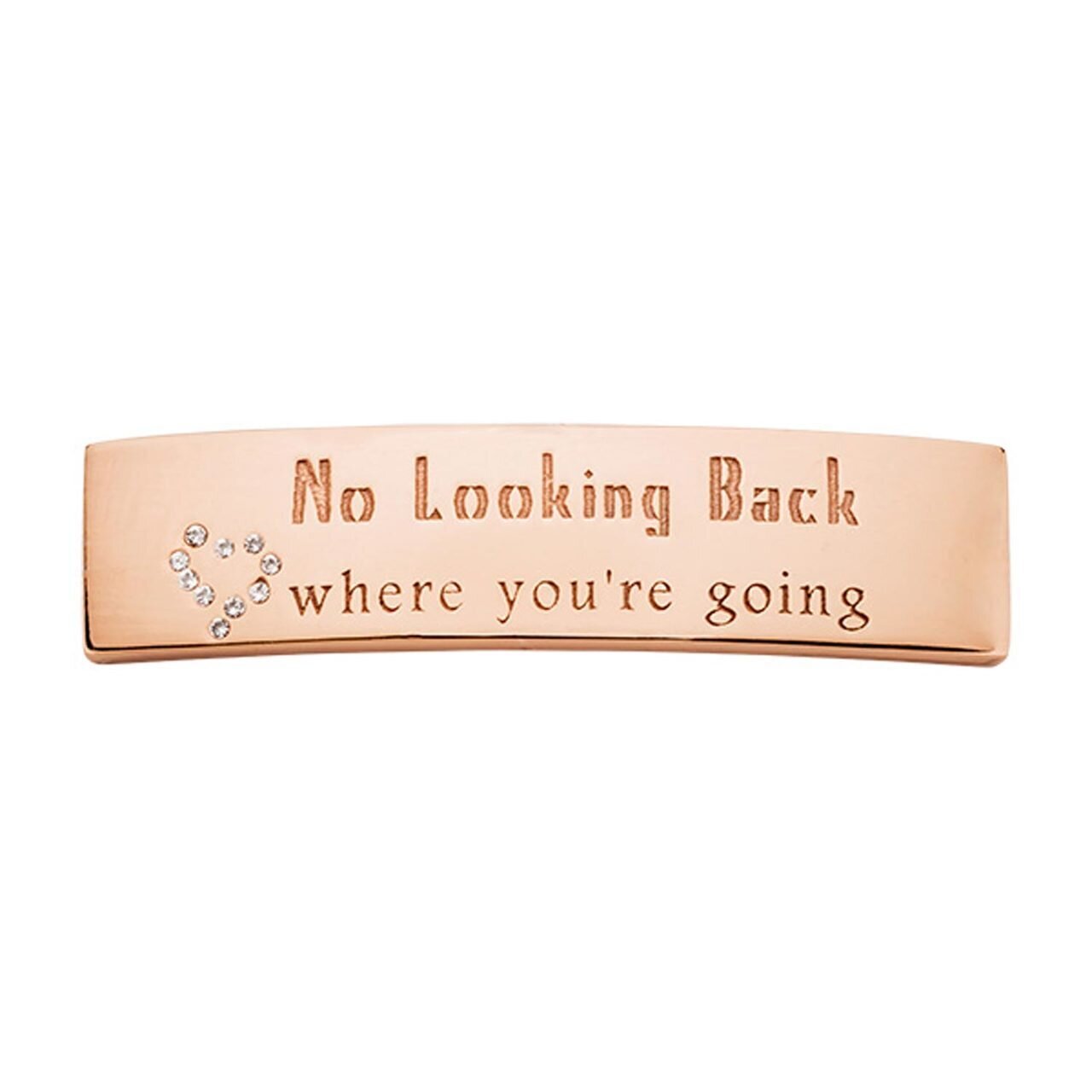 Nikki Lissoni Rose Gold-plated Medium Tag of 42 x 9 mm with Swarovski Stones No Looking Back Where …