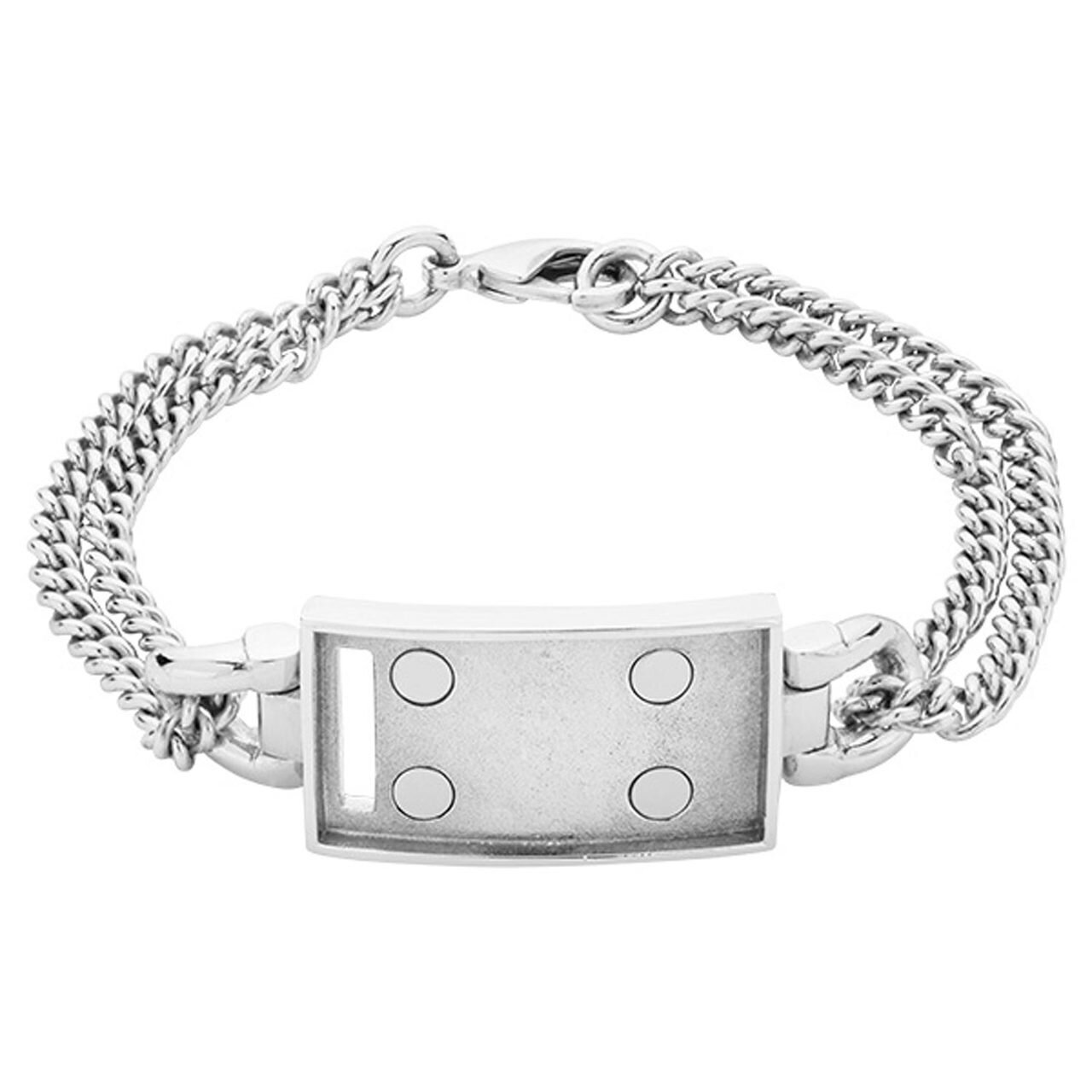 Nikki Lissoni Silver-plated Double-Chain Bracelet of 21cm For Large Magnetic Tags TB06S21L