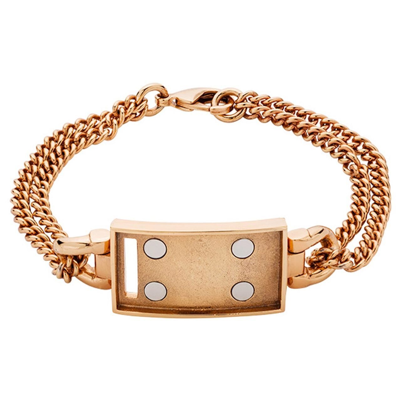 Nikki Lissoni Rose Gold-plated Double-Chain Bracelet of 21cm For Large Magnetic Tags TB06RG21L