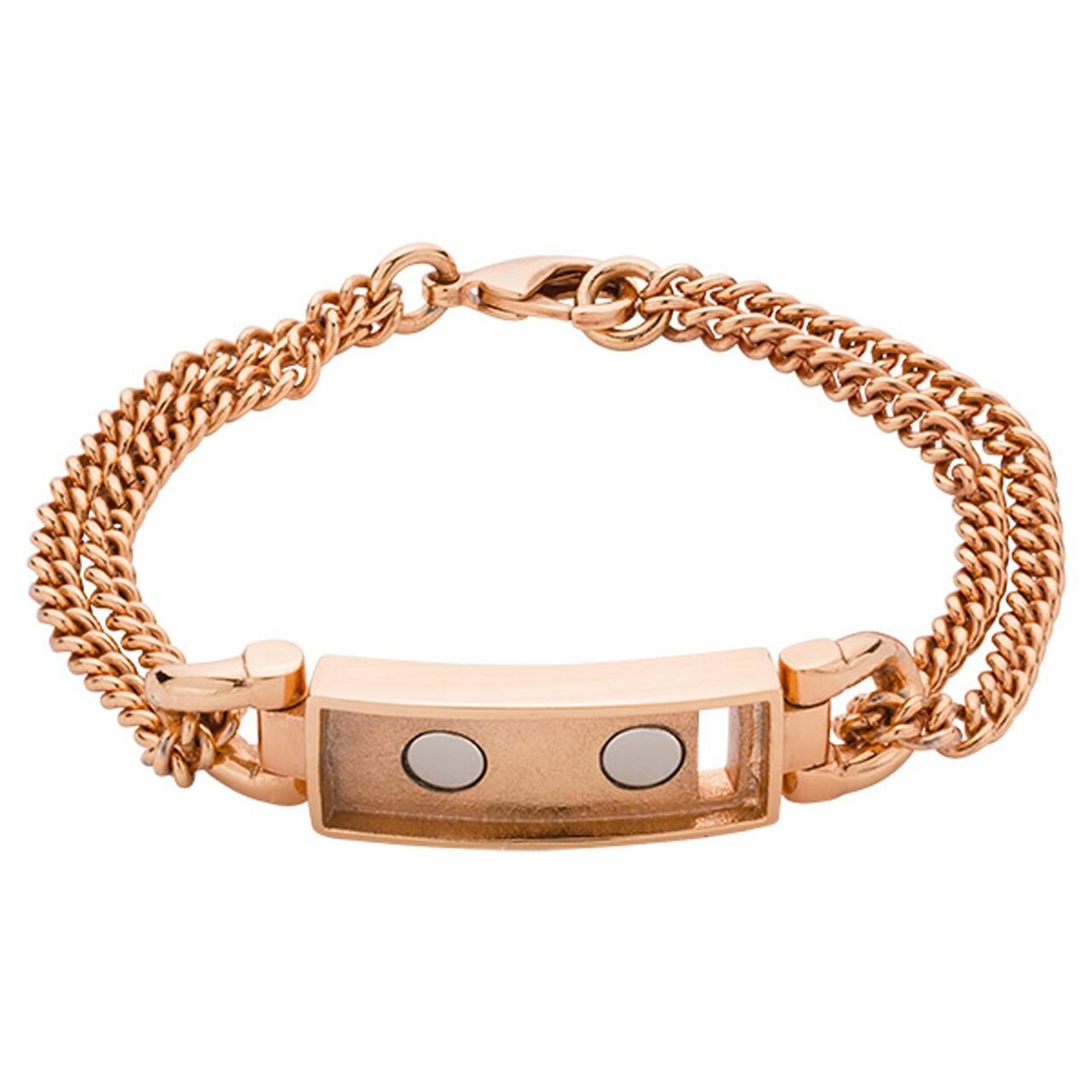 Nikki Lissoni Rose Gold-plated Double-Chain Bracelet of 21cm For Small Magnetic Tags TB05RG21S, MPN…