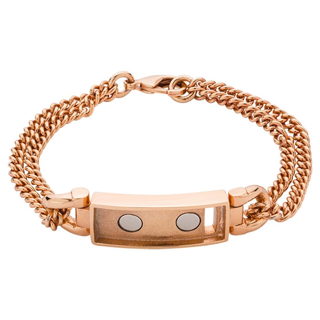 Nikki Lissoni Rose Gold-plated Double-Chain Bracelet of 19cm For Small Magnetic Tags TB05RG19S