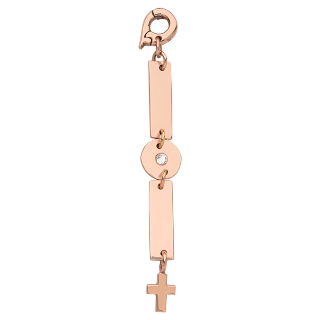 Nikki Lissoni Chic Long Cross Charm with Swarovski Crystal Rose Gold-plated 55mm D1256RGL