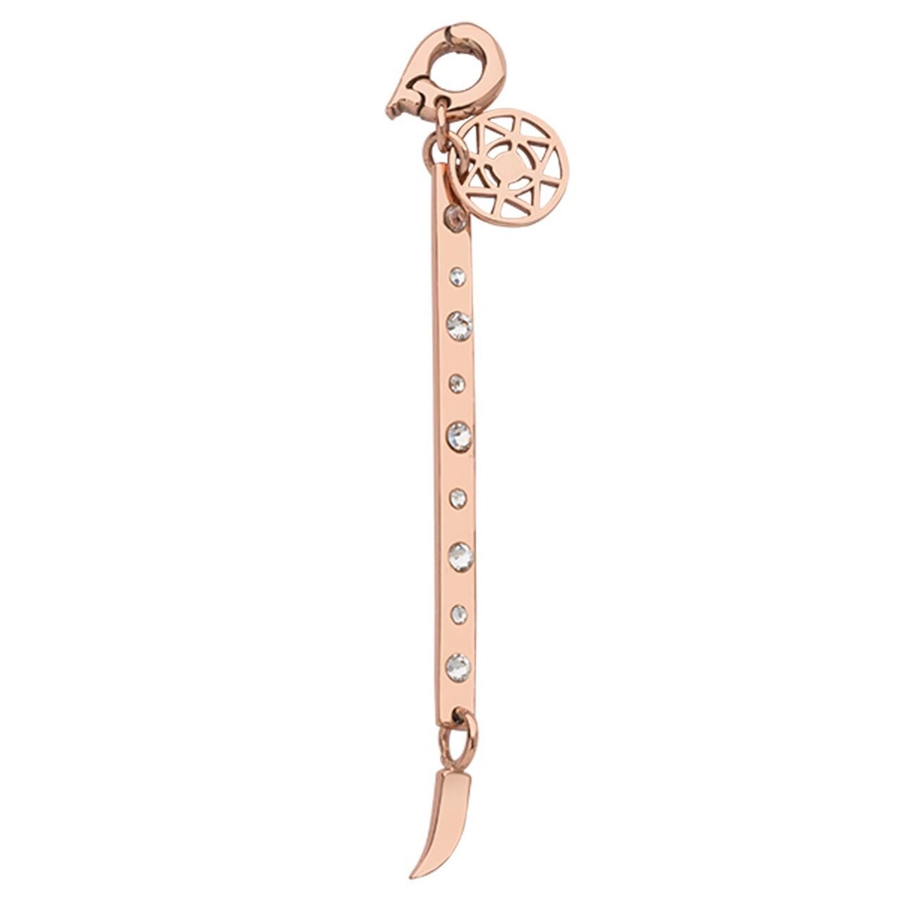 Nikki Lissoni Chic Long Lucky Tooth Charm with Swarovski Crystals Rose Gold-plated 58mm D1255RGL