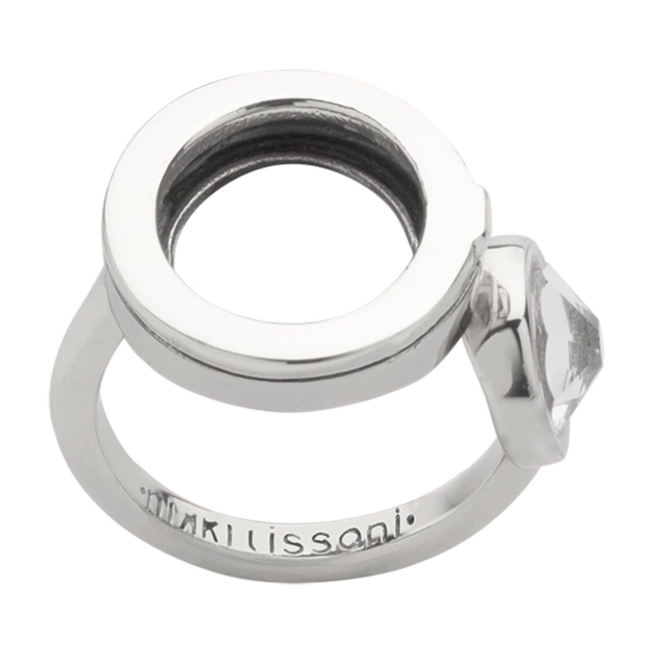 Nikki Lissoni Interchangeable Open Ring with Swarovski Stone Silver-plated Size 9 R1007S9