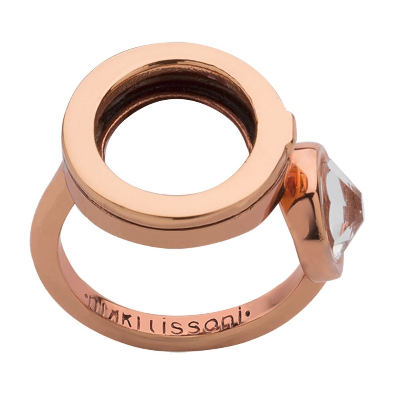 Nikki Lissoni Interchangeable Open Ring with Swarovski Stone Rose Gold-plated Size 7 R1007RG7