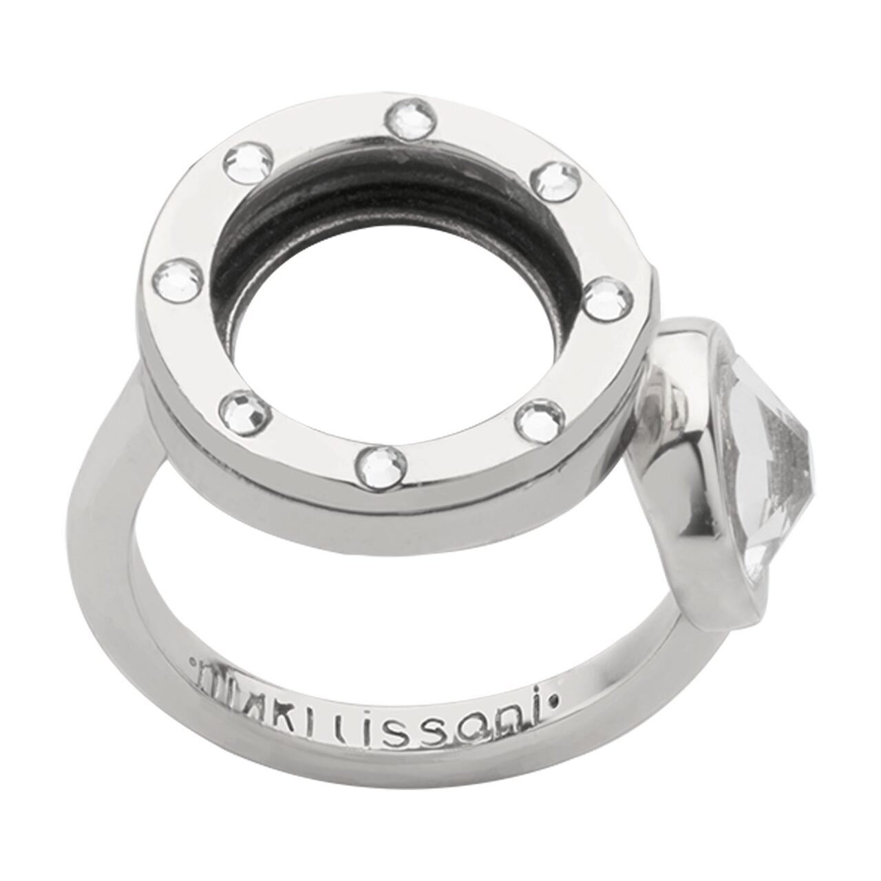 Nikki Lissoni Interchangeable Open Ring with Swarovski Stones Silver-plated Size 10 R1006S10
