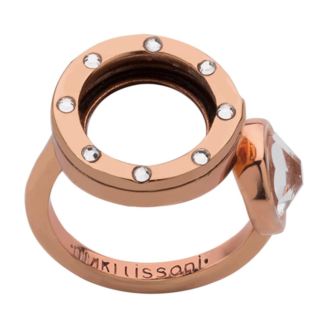 Nikki Lissoni Interchangeable Open Ring with Swarovski Stones Rose Gold-plated Size 10 R1006RG10