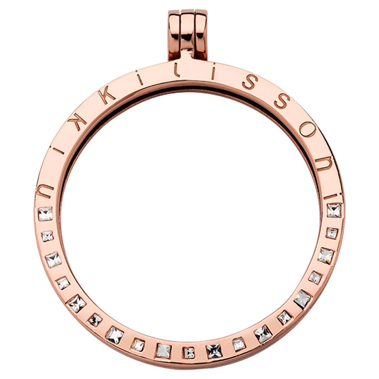 Nikki Lissoni Rose Gold-plated Pendant with 19 Square Swarovski Stones 45mm P10RGL