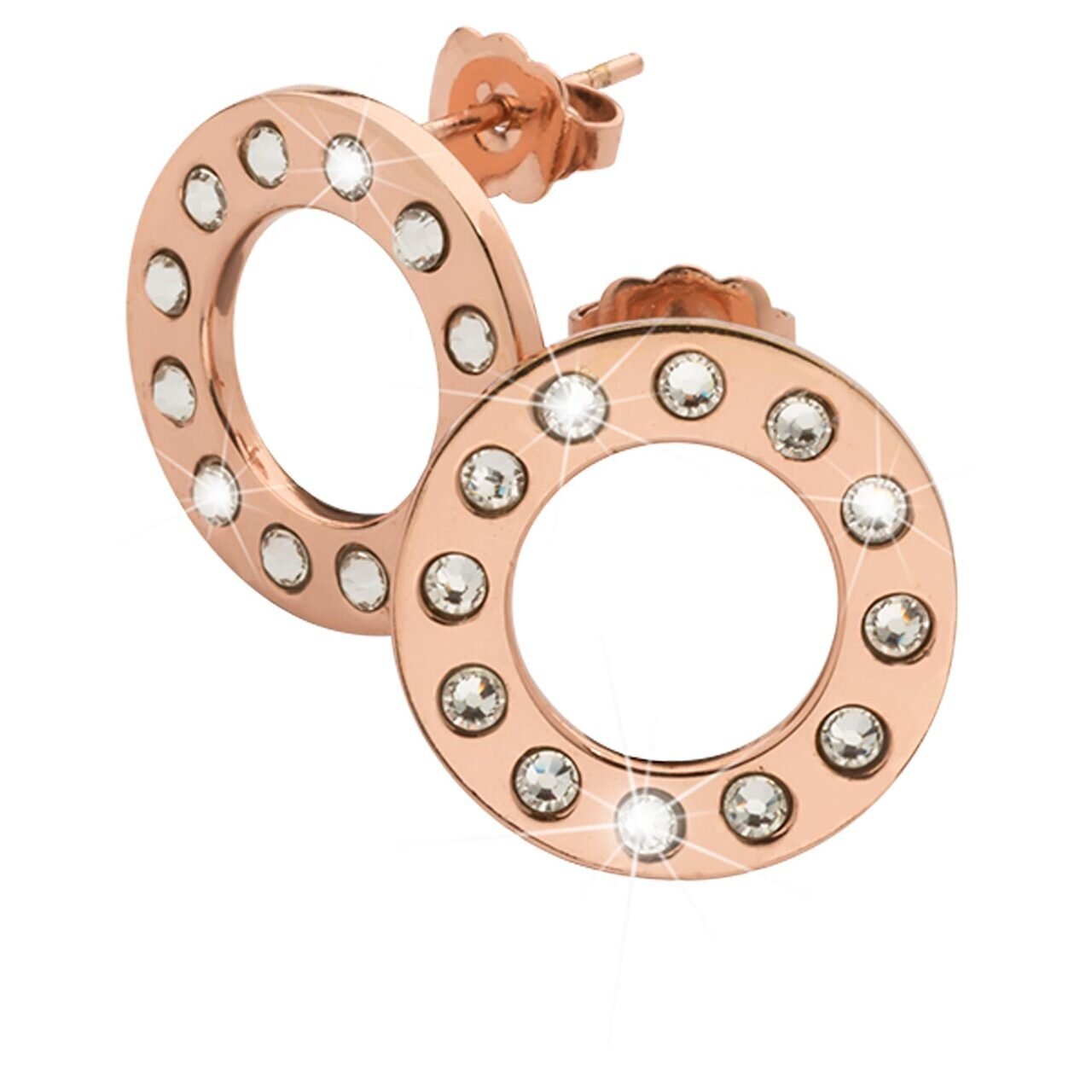 Nikki Lissoni Rose Gold-plated Earrings of 16mm with Swarovski Crystals Which Can Be Worn Purely Si…