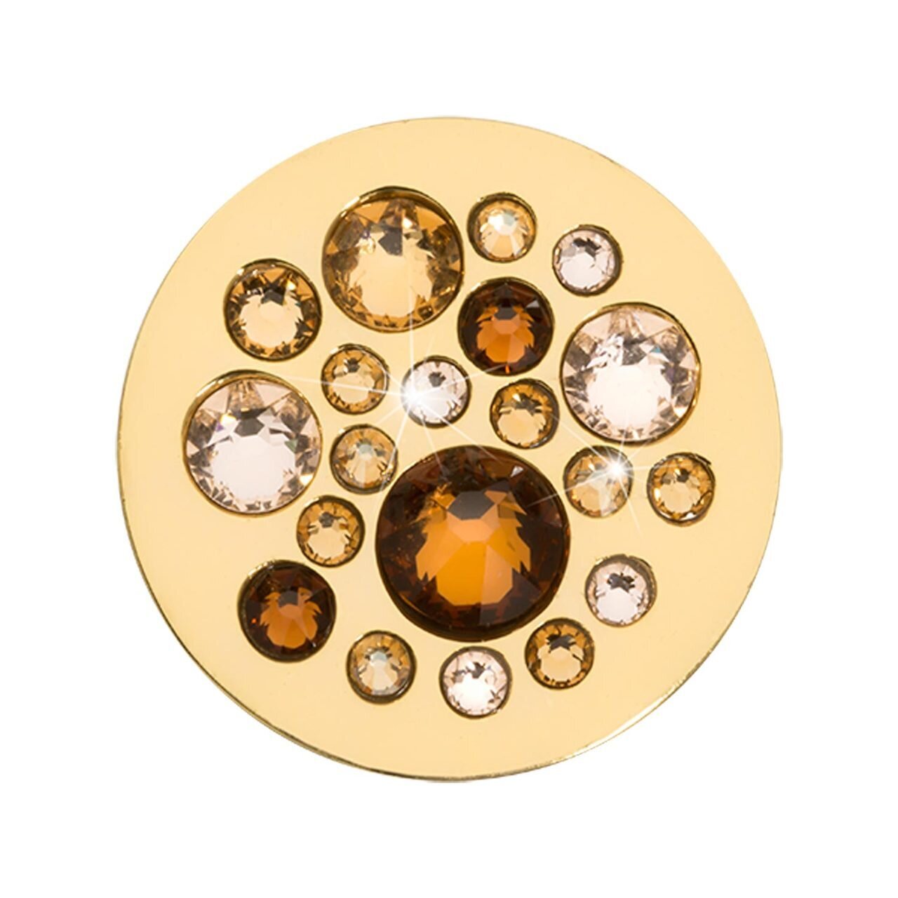 Nikki Lissoni Sparkling Coin with Bronze Gold Clear Swarovski Crystals Gold-plated In  23.6mm C1621…
