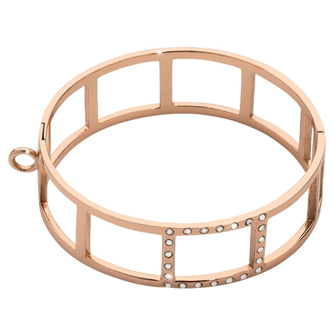Nikki Lissoni Large Geometric Tribal Bangle of 2cm 1 Loop To Attach A Charm Rose Gold-plated 17cm B1148RG17