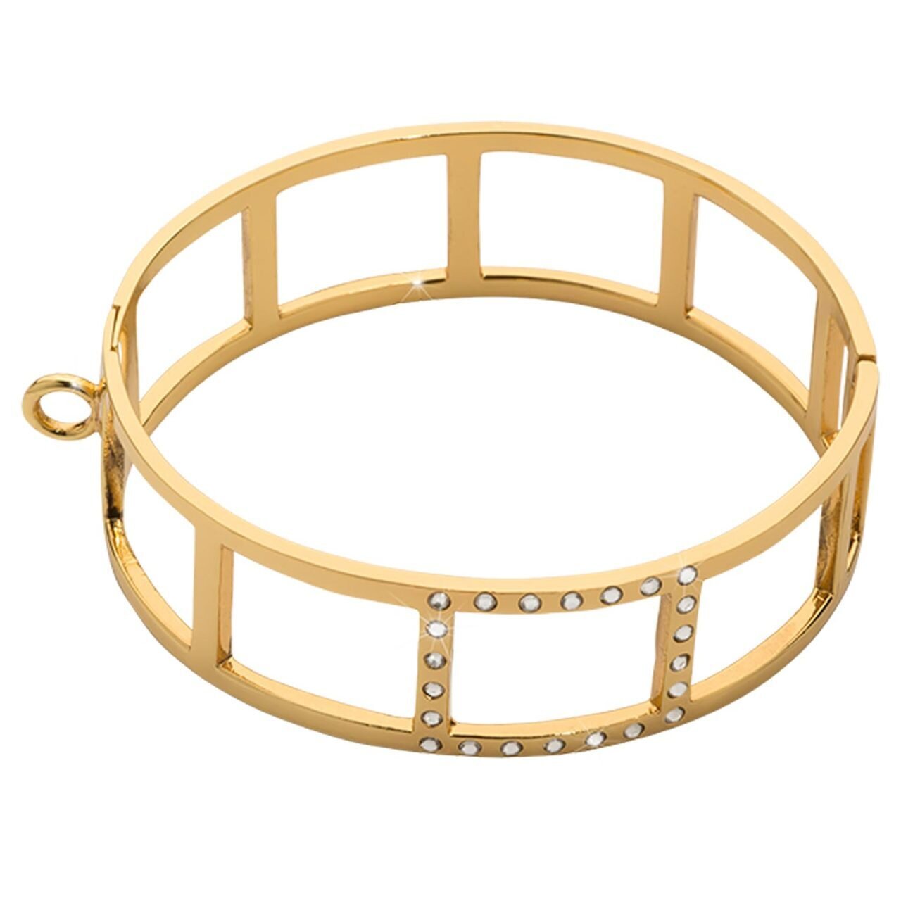Nikki Lissoni Large Geometric Tribal Bangle of 2cm 1 Loop To Attach A Charm Gold-plated 17cm B1148G17