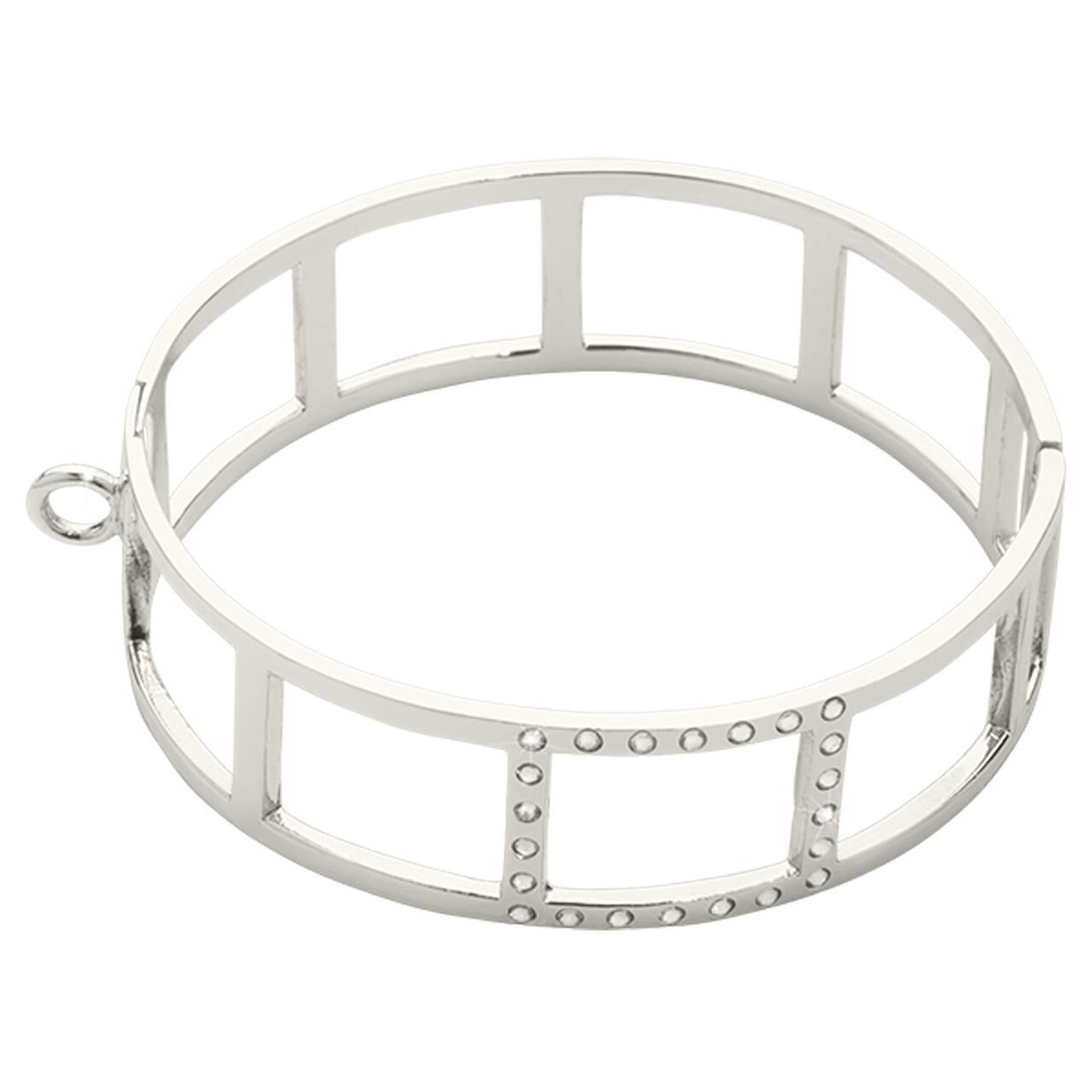 Nikki Lissoni Large Geometric Tribal Bangle of 2cm 1 Loop To Attach A Charm Silver-plated 21cm B114…
