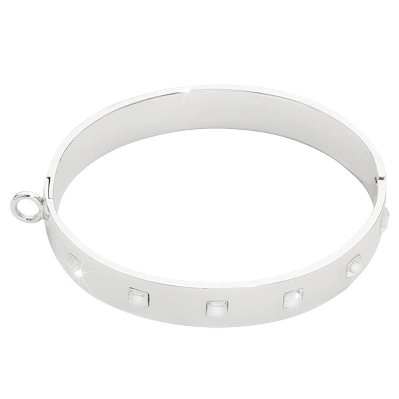 Nikki Lissoni Bangle of 1cm with Square Swarovski Crystals One Loop To Attach A Charm Silver-plated…