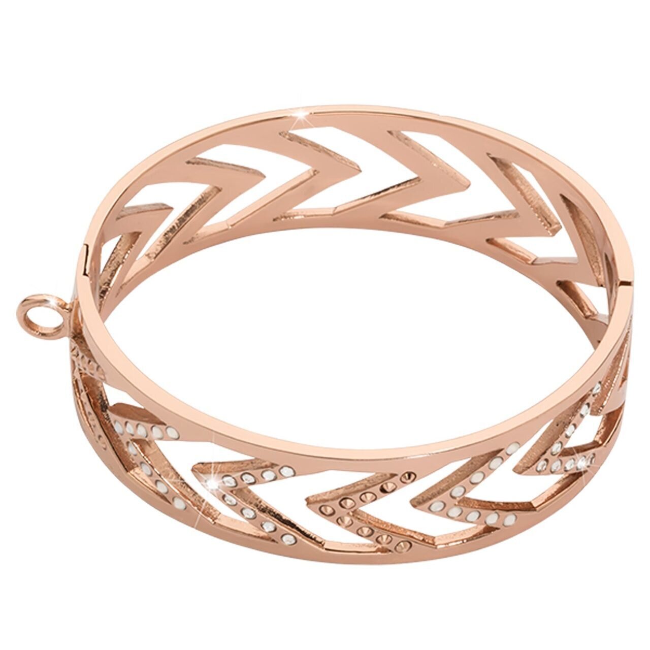 Nikki Lissoni Large Geometric Chevron Bangle of 2cm with One Loop To Attach A Charm Rose Gold-plate…