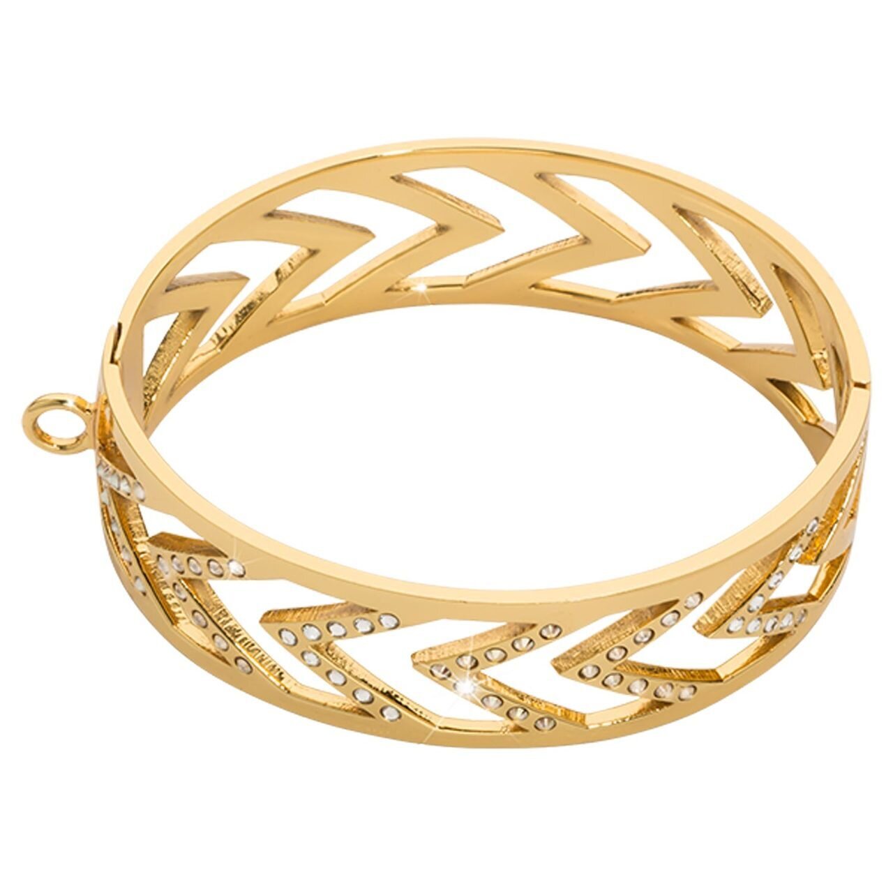 Nikki Lissoni Large Geometric Chevron Bangle of 2cm with One Loop To Attach A Charm Gold-plated 17cm B1140G17