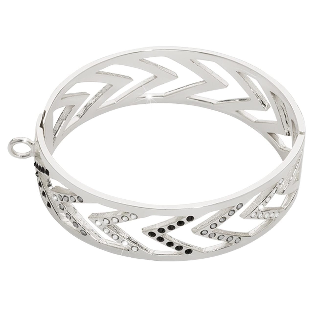 Nikki Lissoni Large Geometric Chevron Bangle of 2cm with One Loop To Attach A Charm Silver-plated 1…