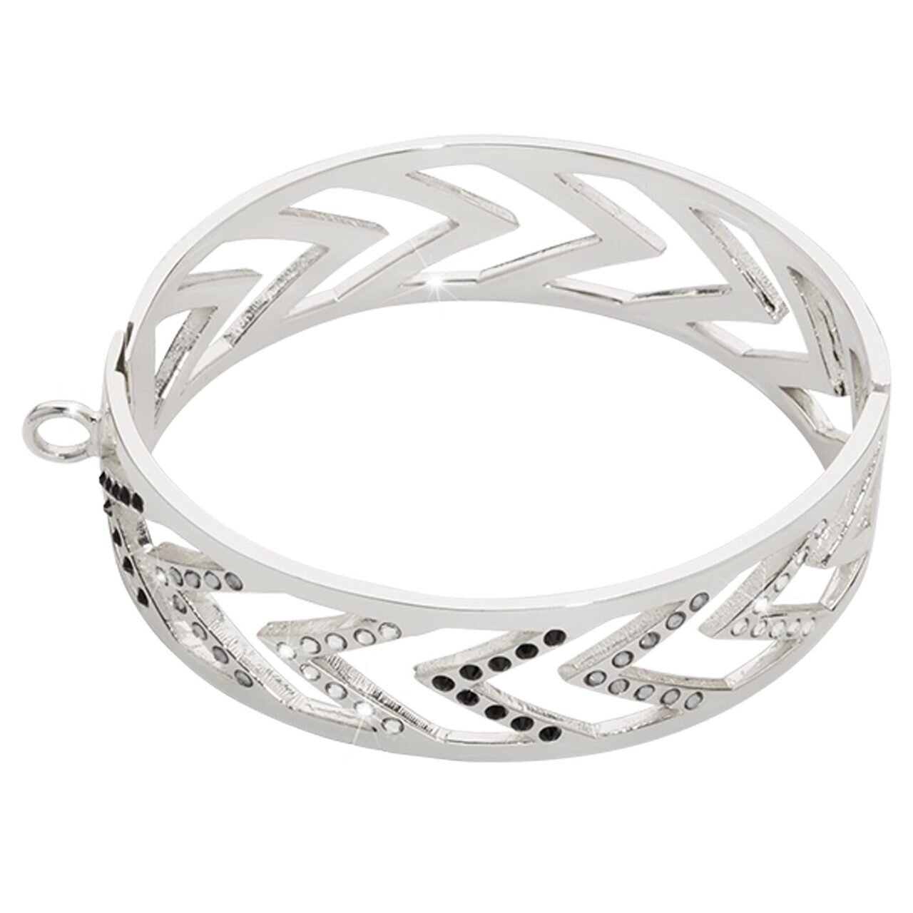 Nikki Lissoni Large Geometric Chevron Bangle of 2cm with One Loop To Attach A Charm Silver-plated 17cm B1140S17