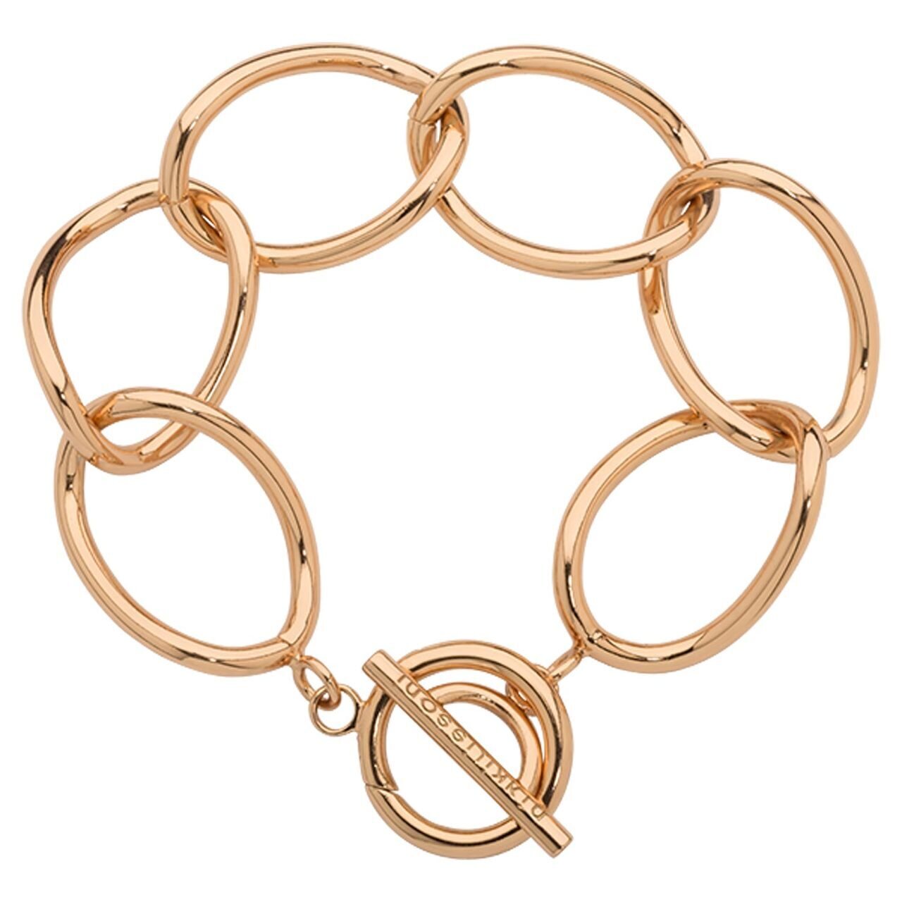 Nikki Lissoni Rose Gold-plated Bracelet of 21cm with 6 Links of 27 x 37mm A T-Bar Closure B1132RG21