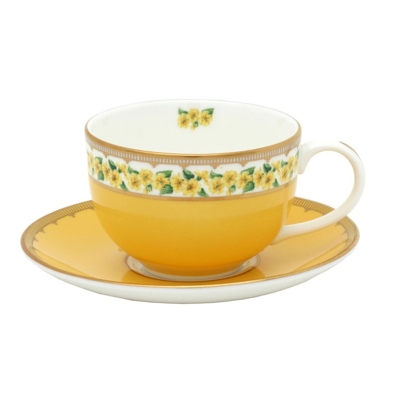 Halcyon Days Shell Garden Floral Primula Yellow Teacup &amp; Saucer BCCPR08TSG, MPN: BCCPR08TSG, 506017…