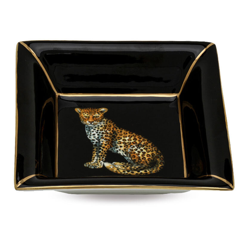 Halcyon Days Twin Leopards Square Tray BCMWL02STG