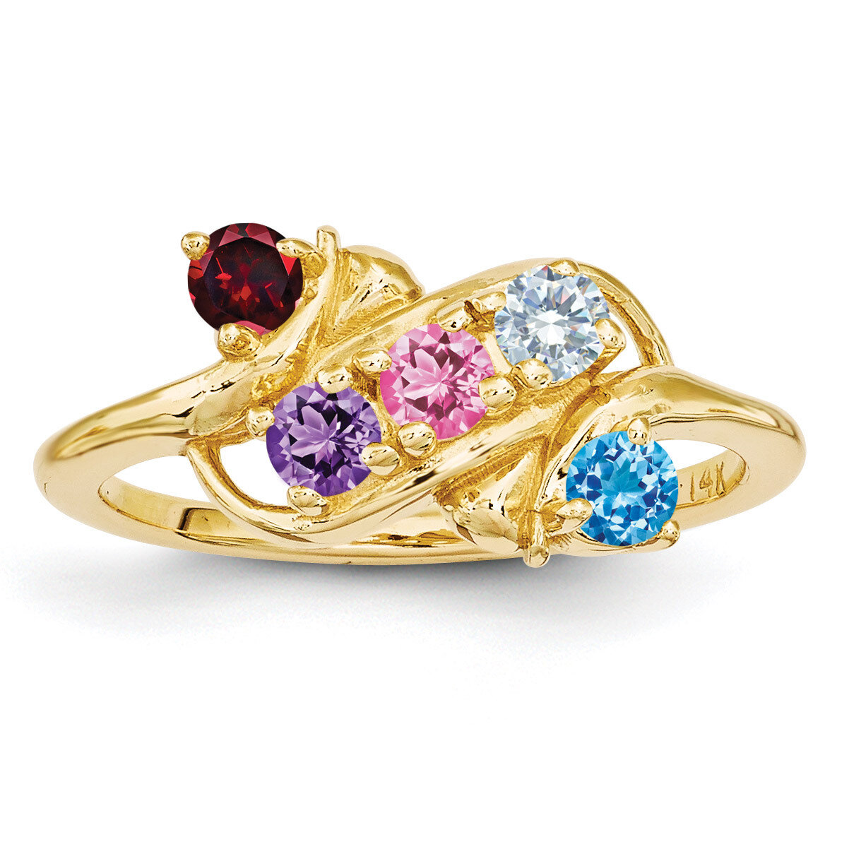 5 Stone Mother&#39;s Ring 14k Yellow Gold Genuine XMR14/5GY, MPN: XMR14_5, 191101538254