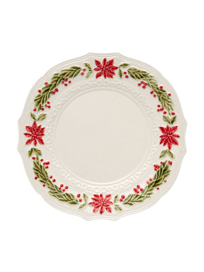 Bordallo Pinheiro Christmas Dinner Plate Clear Decorated 65017384