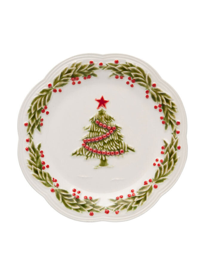 Bordallo Pinheiro Christmas Fruit Plate Clear Decorated 65016307