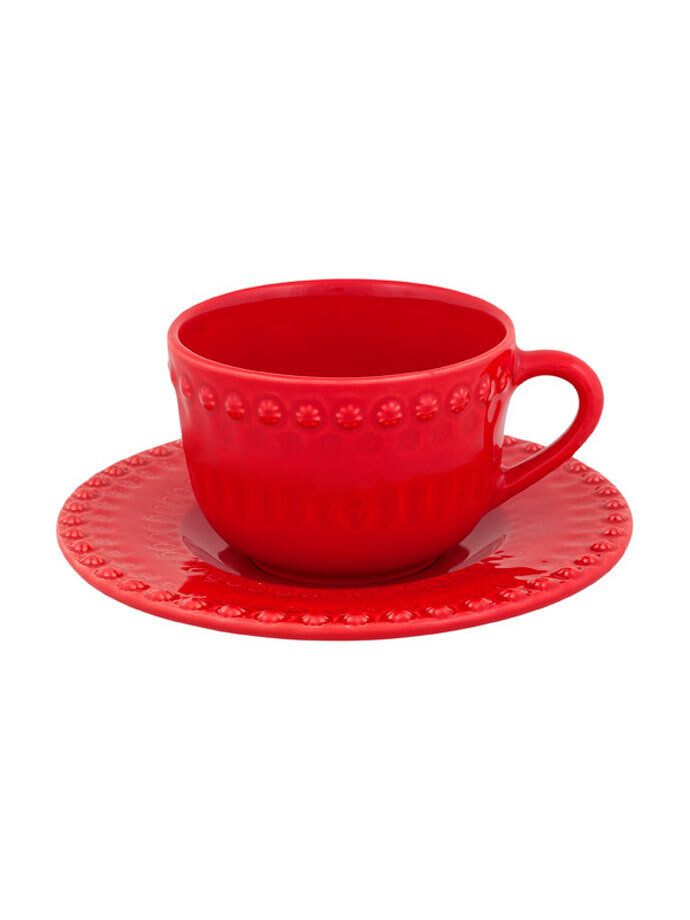 Bordallo Pinheiro Fantasy Tea Cup and Saucer Red 65019148