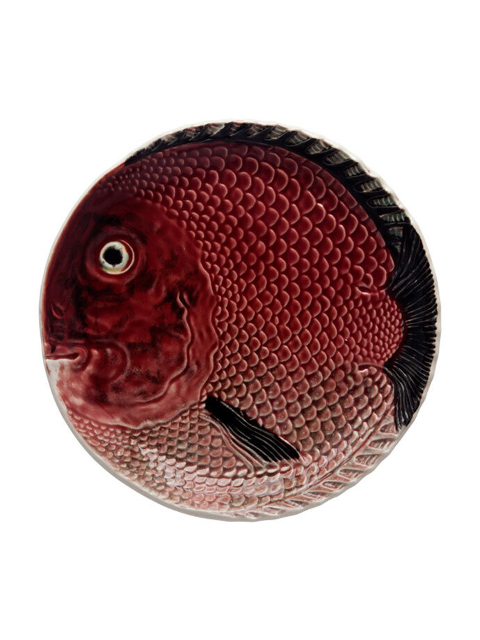 Bordallo Pinheiro Fish Fruit Plate Decorated Red 65001523