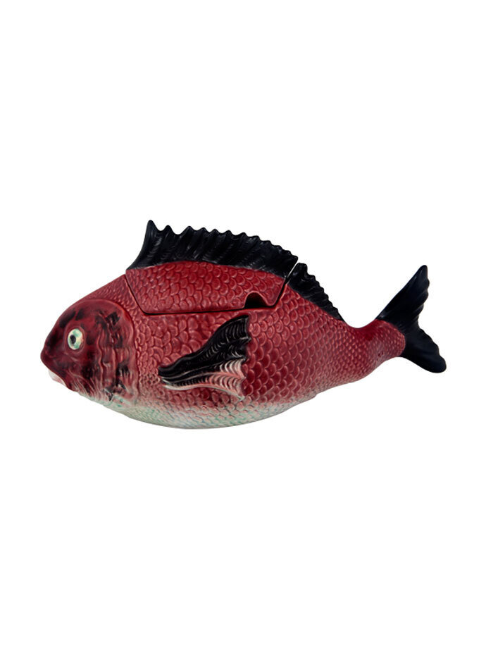 Bordallo Pinheiro Fish Tall Tureen L Decorated Red 65007004