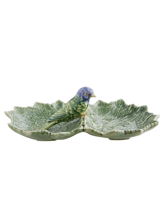 Bordallo Pinheiro Leaves Double Leaf with Blue Bird Green Blue bird 65002704