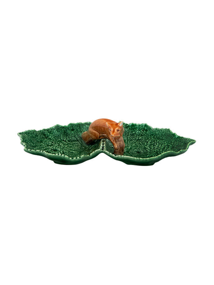 Bordallo Pinheiro Leaves Double Leaf with Fox Green Natural 65015870